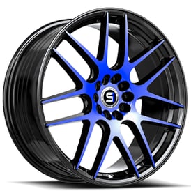 20" SPEC-1 Wheels SP-65 Gloss Black with Blue Machined Rims 
