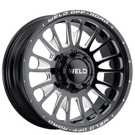 20" Weld Off-Road Wheels Scorch W121 Gloss Black Milled Rotary Forged Rims