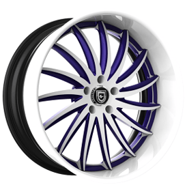 20" Staggered Lexani Forged Wheels LF-748 Stinger Gloss White with Dark Purple Accents Face with White Lip Rims