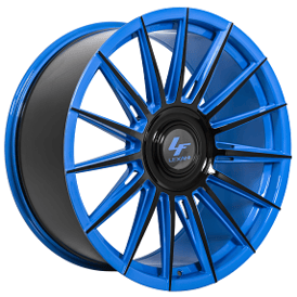 24" Staggered Lexani Wheels Lotus-XL Custom Blue with Gloss Black Accents Rims