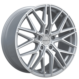 22" Staggered Ravetti Wheels M16 Silver Brushed Flow Formed Rims
