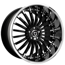 24" Lexani Forged Wheels  LF-714 Gloss Black with Chrome Accents Face and Lip Rims