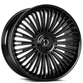 22" Dolce Luxury Wheels Razzo Matte Black Face with Gloss Black Lip Floating Cap Rims