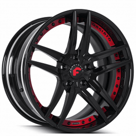 22" Forgiato Wheels Vizzo-ECL 2-Tone Gloss Black with Red Accents Forged Rims 