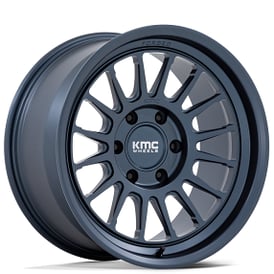 17" KMC Wheels KM447 Impact Metallic Blue Off-Road Monoblack Forged Rims