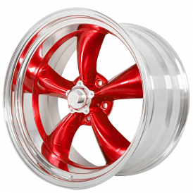 18" Staggered American Racing Wheels Vintage VN515 Classic Torq Thrust II Custom Red Face with Polished Rims 