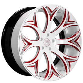 21" Lexani Forged Wheels LZ-773 Atom Gloss White with Red Accents Rims