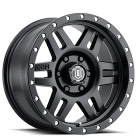 17" ICON Alloys Wheels Six Speed Satin Black Off-Road Rims