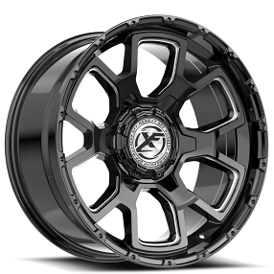 20" XF Off-Road Wheels XF-OE-501 Gloss Black Milled Rims 