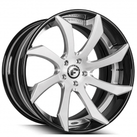 24" Forgiato Wheels Fondare-ECL Brushed Silver with Gloss Black Lip Forged Rims