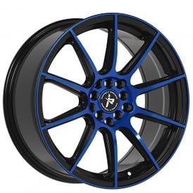 18" Impact Racing Wheels 502 Gloss Black with Blue Machined Face Rims