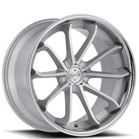 20" Staggered Blaque Diamond Wheels BD-23 Silver with Chrome SS Lip Rims