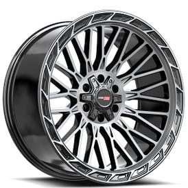 22" Vortek Off-Road VRP-502 Forza Black with Diamond Cut and Dark Tint Rims   
