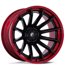 24" Fuel Wheels FC403 Burn Matte Black with Candy Red Lip Off-Road Fusion Forged Rims