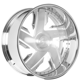 21" Lexani Forged Wheels LF-800 Stiletto-XL Brushed Silver Face with Chrome Lip Rims 
