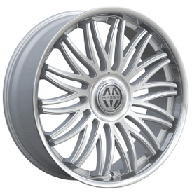 24" Massiv Wheels 928 Fuego Silver Brushed with SS Lip and Floating Cap Rims