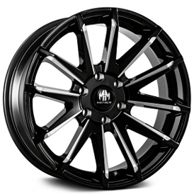 20" Mayhem Wheels 8109 Crossfire Gloss Black Milled with Dark Tint Clear Coat Off-Road Rims 