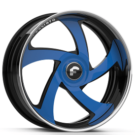 21" Forgiato Wheels SR01 2-Tone Black with Blue Face with Chrome Lip and Black Inner XL Floating Cap Forged Rims 