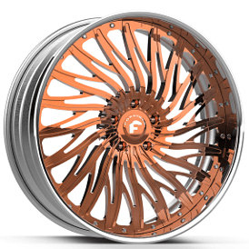24" Forgiato Wheels Dobbiamo Rose Gold over Chrome with Chrome Lip Forged Rims 