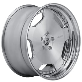 22" Staggered HRE Wheels 544 Two-Tone Polished Clear with Brushed Face Center and Polished Clear Outer and Inner Barrel Forged Rims