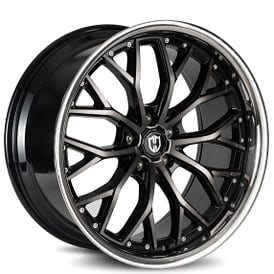 20" Curva Wheels CFF76 Gloss Black Machined Face with Dark Tint and SS Lip Flow Forged Rims