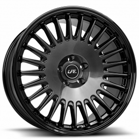 20" Staggered Luxxx Alloys Wheels Lux LFF03 Harto Black with Titanium Brushed Flow Formed Rims