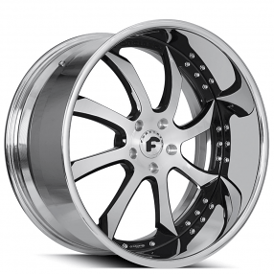 21" Forgiato Wheels Fondare Black Machined Face with Chrome Lip Forged Rims 