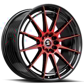 20" SPEC-1 Wheels SP-64 Gloss Black with Red Machined Rims 