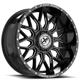 22" XF Off-Road Wheels XF-242 Gloss Black Milled Rims 
