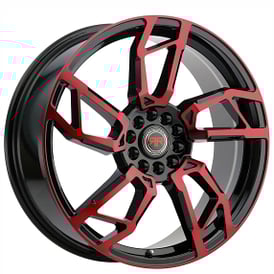 20" Revolution Racing Wheels RR22 Black with Red Face Rims