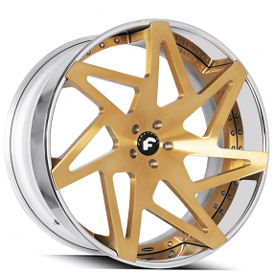 21" Forgiato Wheels Finestro-ECL Brushed Gold Face with Chrome Lip Forged Rims 