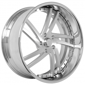22" Staggered Snyper Forged Wheels Torino Brushed with Chrome Lip Standard Forging Rims 
