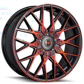 18" Revolution Racing Wheels RR24 Black with Red Face Rims