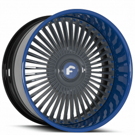 22" Forgiato Wheels Trimestre Gloss Gunmetal Face with Royal Blue Lip XL Floating Cap Forged Rims