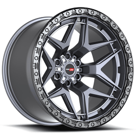 20" Vortek Off-Road VRT-603 Atheno Matte Titanium with Black Bead Ring Rims  