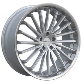 20" Ravetti Wheels M14 Silver Brushed with Stainless Lip Rims