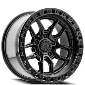 20" Arena Wheel Co A109 Hustle Satin Black Center with Gloss Black Lip 5-Lug Off-Road Rims 