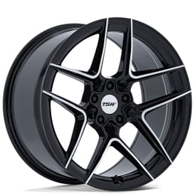 19" Staggered TSW Wheels TW008 Slipstream Gloss Black Machined Flow Formed Rims