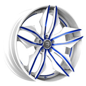21" Lexani Forged Wheels LZ-754 Fuse Gloss White with Candy Blue Accents Rims
