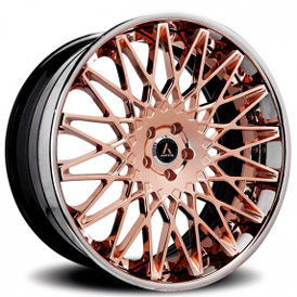 20" Staggered Artis Forged Wheels Monza Brushed Rose Gold Face with Chrome Lip Rims