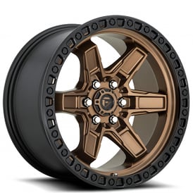 17" Fuel Wheels D699 Kicker 6 Bronze Center with Black Lip Off-Road Rims 