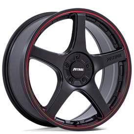 17" Petrol Wheels PE003 P2E Matte Black with Red Lip Rims