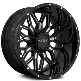 22" Massiv Off-Road Wheels OR1 Gloss Black with Milled Accents and Rivets Rims