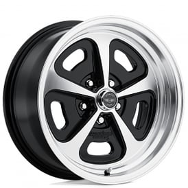 17" Staggered American Racing Wheels Vintage VN501 500 Mono Cast Gloss Black Machined Rims