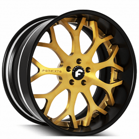 19" Forgiato Wheels Drea Brushed Gold Face with Black Lip Forge Rims 
