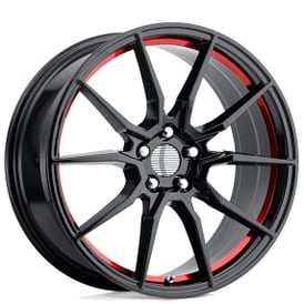 18" Performance Replicas Wheels PR193 Gloss Black with Red Undercut Rims
