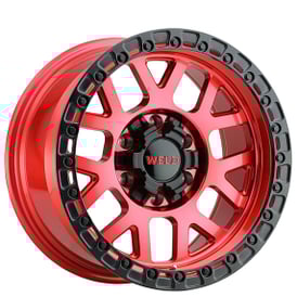 17" Weld Off-Road Wheels Cinch W133 Candy Red with Satin Black Ring Rotary Forged Rims