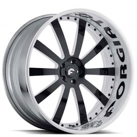 19" Staggered Forgiato Wheels Concavo Custom 2 Tone with Black Lettering on White Lip Forged Rims
