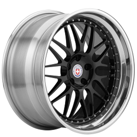 21" Staggered HRE Wheels 540C Gloss Black Center with Polished Clear Outer and Inner Barrel Forged Rims