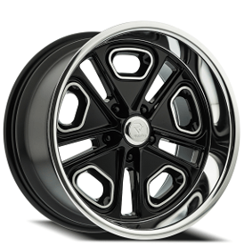 20" Resto Wheel Co R102 Del Ray Gloss Black Center with Milled Window and Diamond Cut Lip Rims  